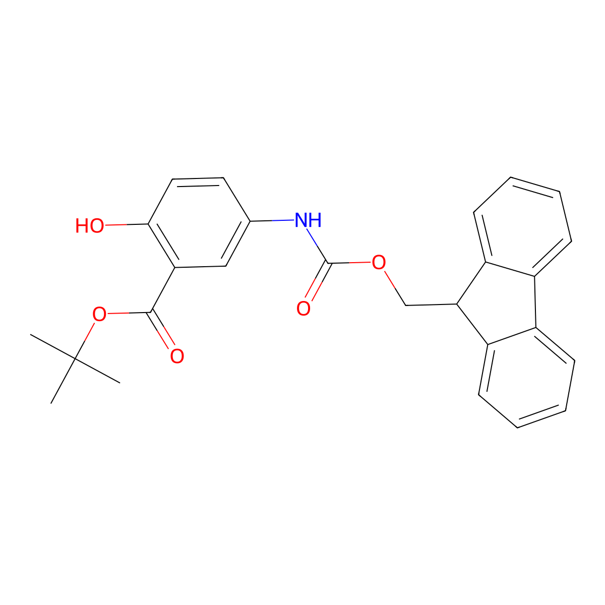 tert-butyl 5-({[(9H-fluoren-9-yl)methoxy]carbonyl}amino)-2-hydroxybenzoate molecular structure, CAS 2764009-76-7