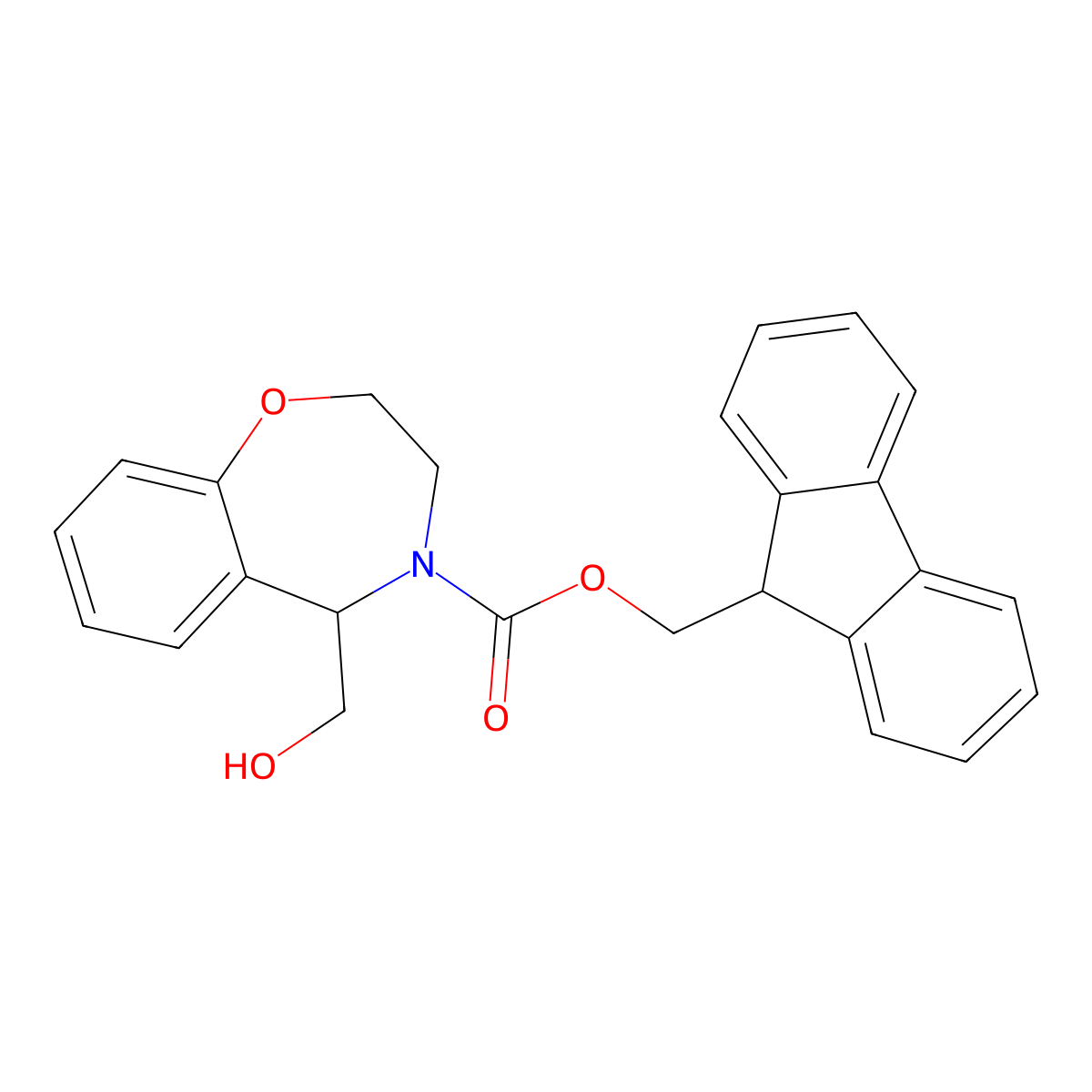 (9H-fluoren-9-yl)methyl 5-(hydroxymethyl)-2,3,4,5-tetrahydro-1,4-benzoxazepine-4-carboxylate molecular structure, CAS 2764009-80-3
