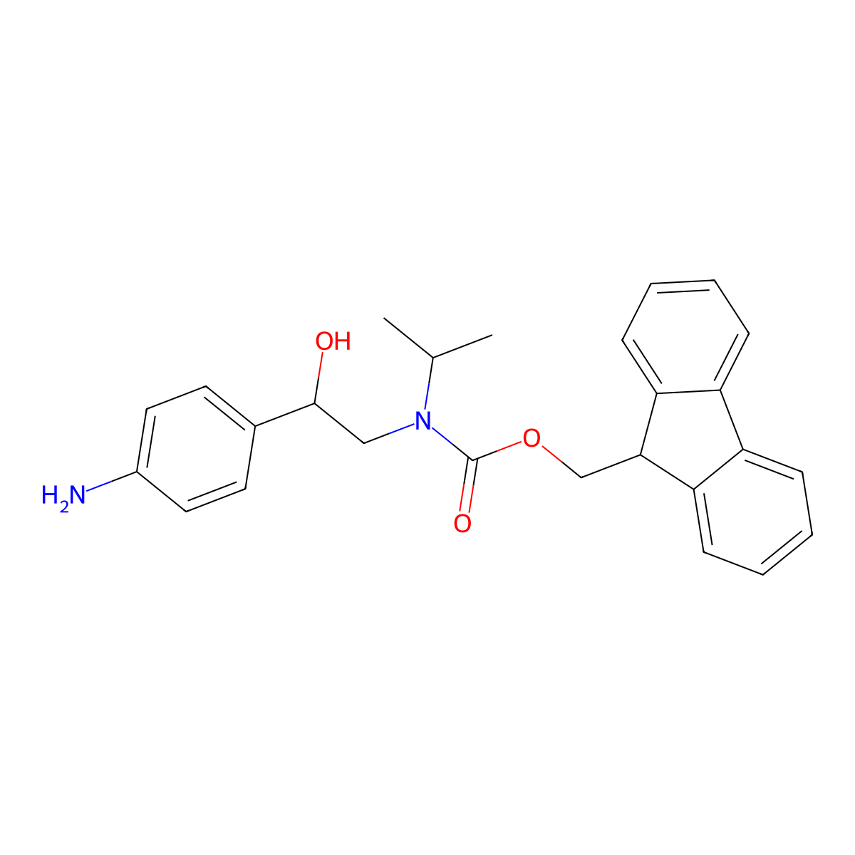 (9H-fluoren-9-yl)methyl N-[2-(4-aminophenyl)-2-hydroxyethyl]-N-(propan-2-yl)carbamate molecular structure, CAS 2764009-82-5