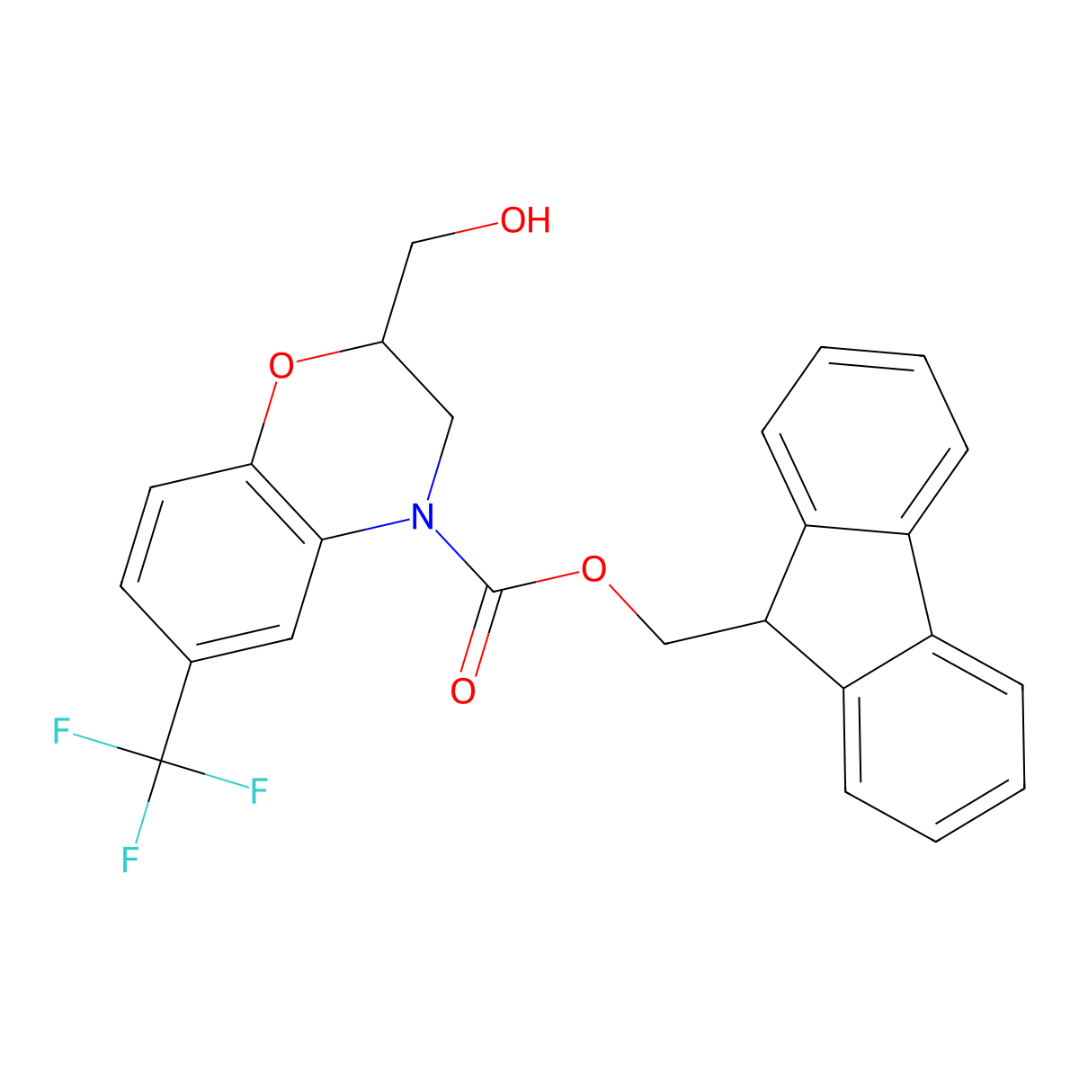 (9H-fluoren-9-yl)methyl 2-(hydroxymethyl)-6-(trifluoromethyl)-3,4-dihydro-2H-1,4-benzoxazine-4-carboxylate molecular structure, CAS 2764009-99-4