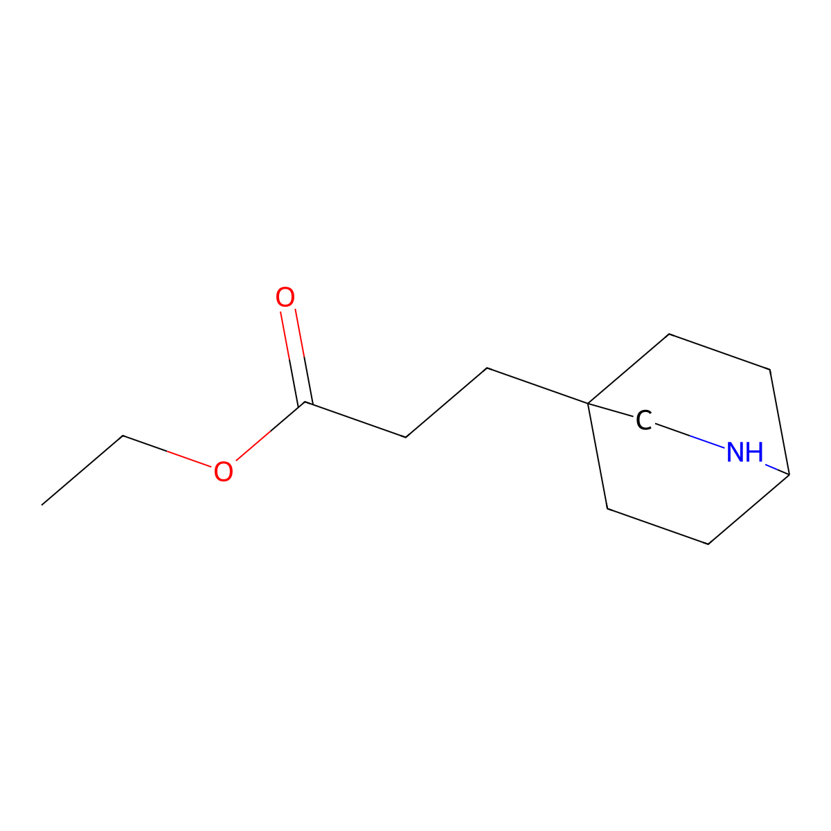 Ethyl 3-{2-azabicyclo[2.2.2]octan-4-yl}propanoate molecular structure, CAS 2764010-10-6