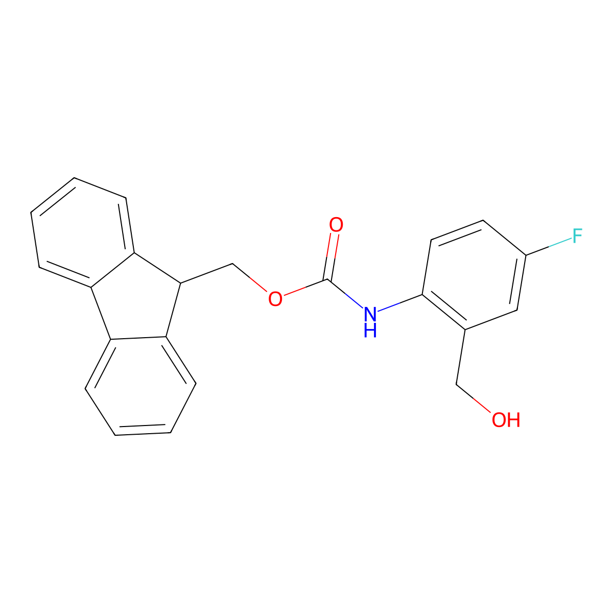 (9H-fluoren-9-yl)methyl N-[4-fluoro-2-(hydroxymethyl)phenyl]carbamate molecular structure, CAS 2764010-18-4