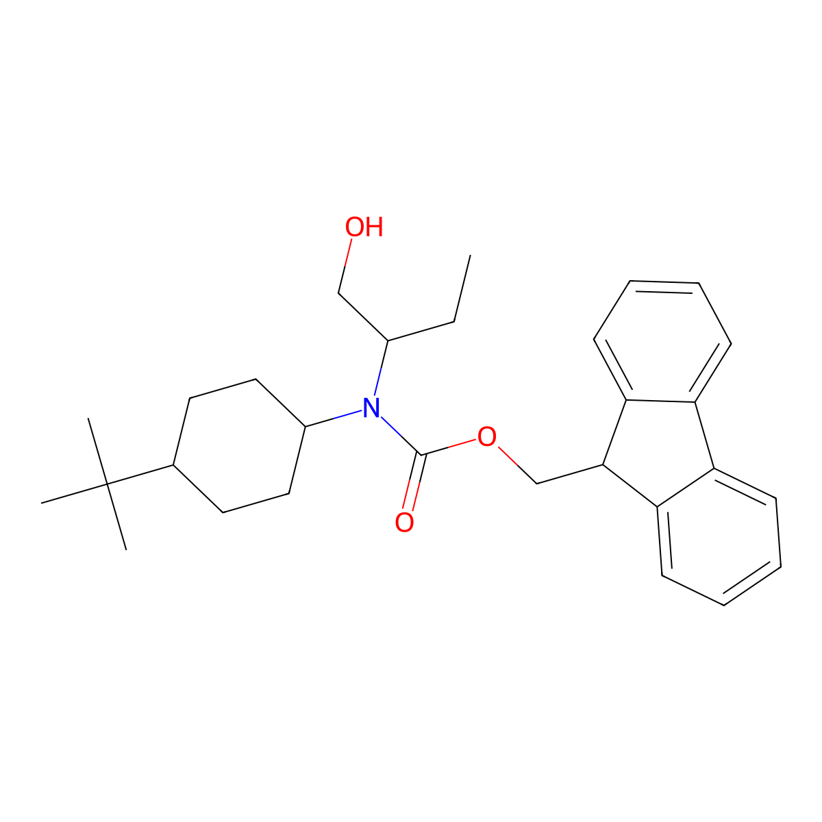 (9H-fluoren-9-yl)methyl N-(4-tert-butylcyclohexyl)-N-(1-hydroxybutan-2-yl)carbamate molecular structure, CAS 2764010-24-2