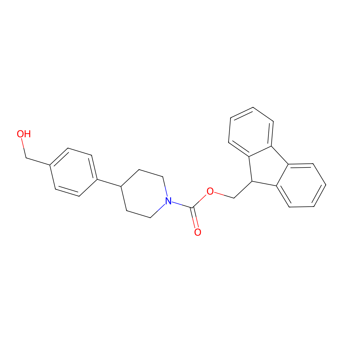 (9H-fluoren-9-yl)methyl 4-[4-(hydroxymethyl)phenyl]piperidine-1-carboxylate molecular structure, CAS 2764010-30-0