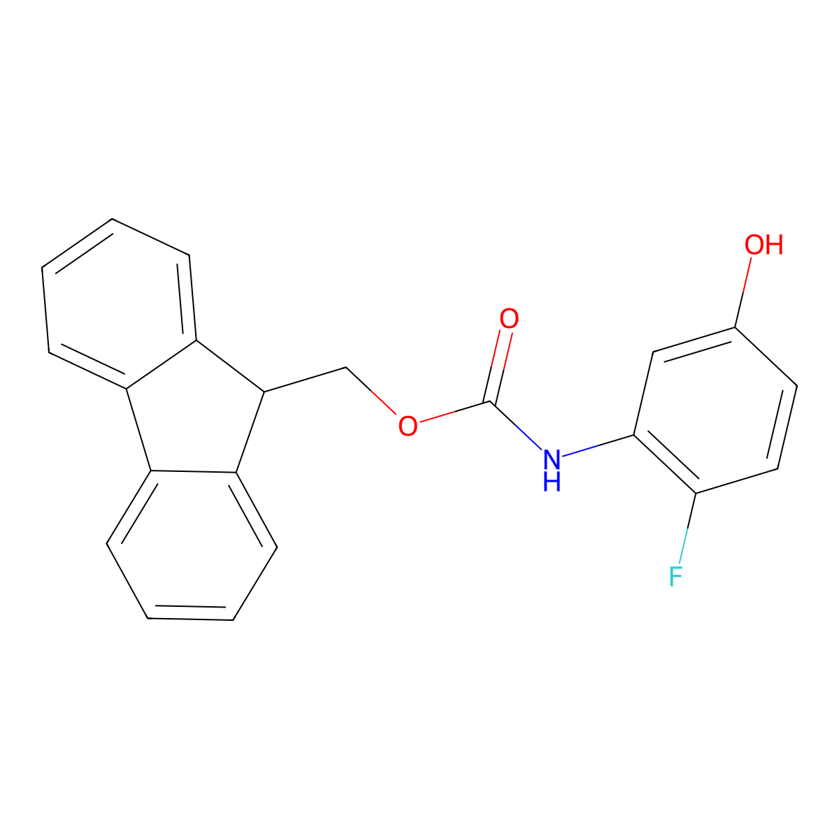 (9H-fluoren-9-yl)methyl N-(2-fluoro-5-hydroxyphenyl)carbamate molecular structure, CAS 2764010-41-3