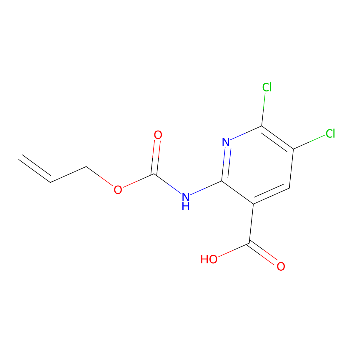 5,6-Dichloro-2-{[(prop-2-en-1-yloxy)carbonyl]amino}pyridine-3-carboxylic acid molecular structure, CAS 2764010-48-0