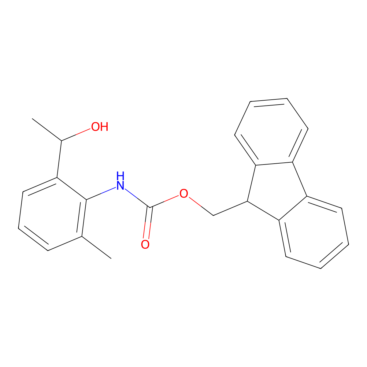 (9H-fluoren-9-yl)methyl N-[2-(1-hydroxyethyl)-6-methylphenyl]carbamate molecular structure, CAS 2764010-49-1