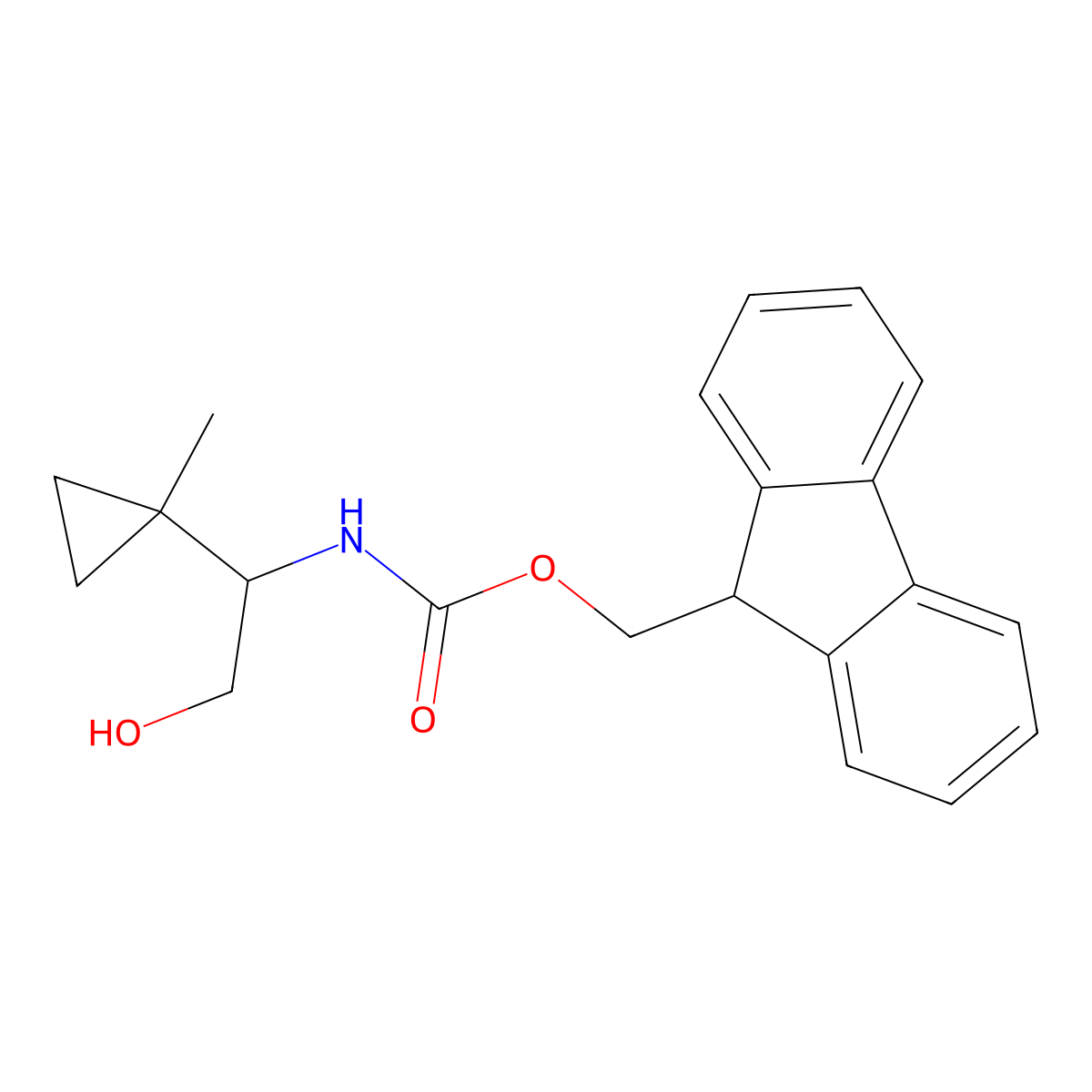 (9H-fluoren-9-yl)methyl N-[2-hydroxy-1-(1-methylcyclopropyl)ethyl]carbamate molecular structure, CAS 2764010-53-7