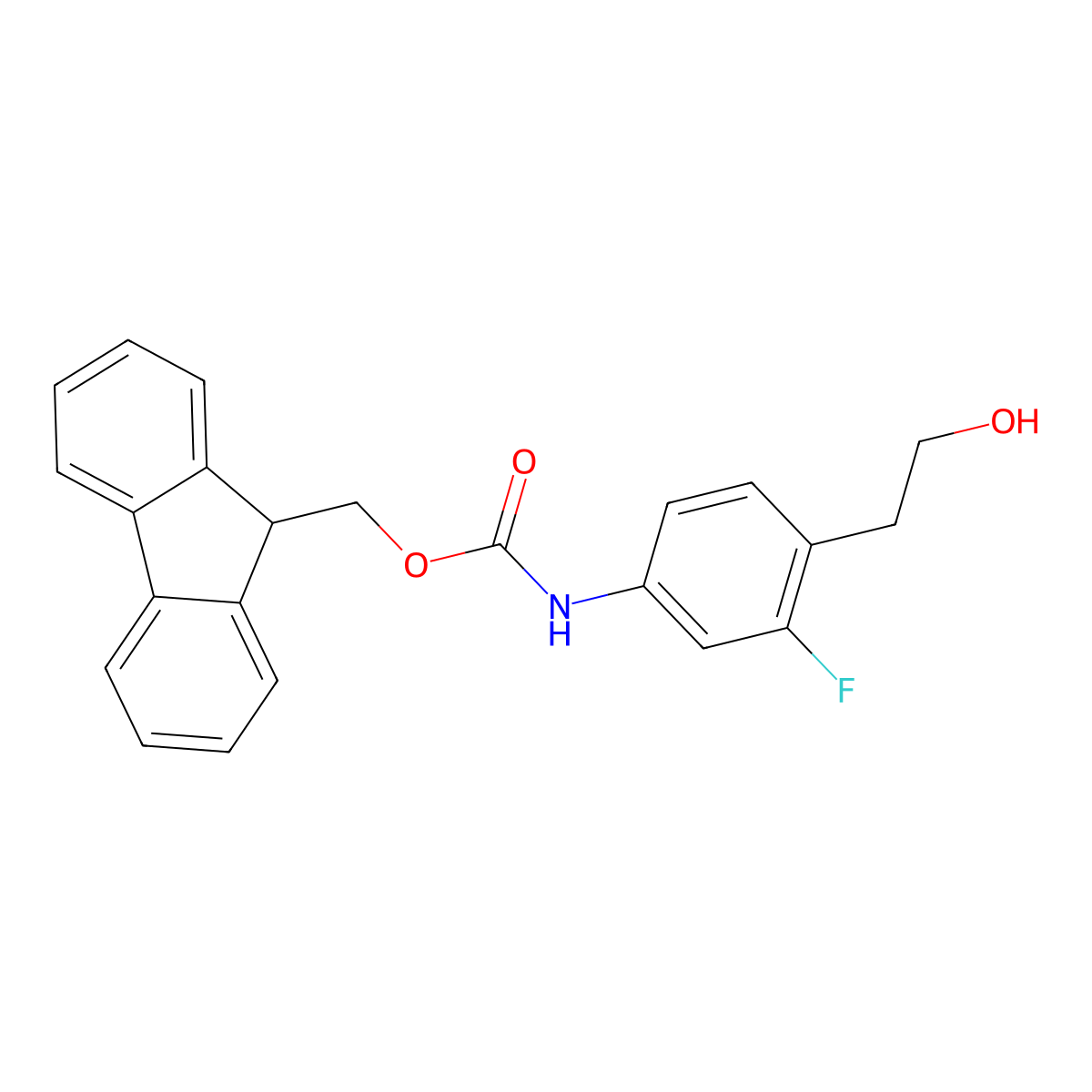 (9H-fluoren-9-yl)methyl N-[3-fluoro-4-(2-hydroxyethyl)phenyl]carbamate molecular structure, CAS 2764010-62-8