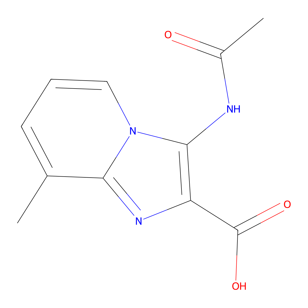 3-Acetamido-8-methylimidazo[1,2-a]pyridine-2-carboxylic acid molecular structure, CAS 2764010-71-9