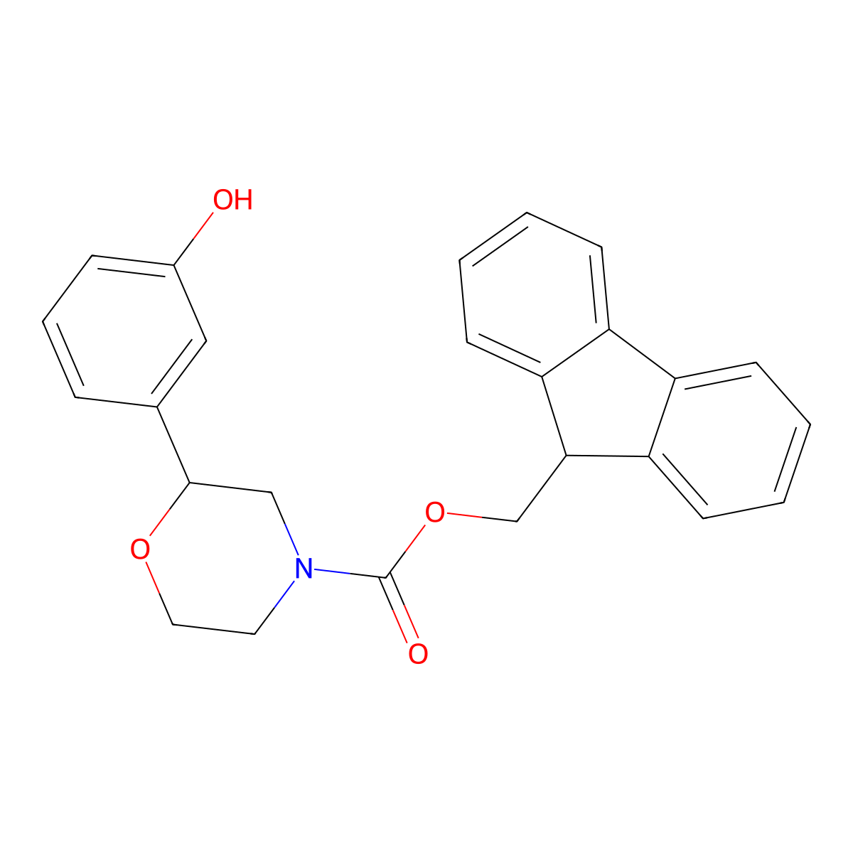 (9H-fluoren-9-yl)methyl 2-(3-hydroxyphenyl)morpholine-4-carboxylate molecular structure, CAS 2764010-73-1