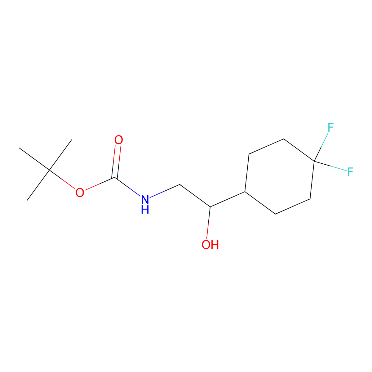 tert-butyl N-[2-(4,4-difluorocyclohexyl)-2-hydroxyethyl]carbamate molecular structure, CAS 2764010-76-4