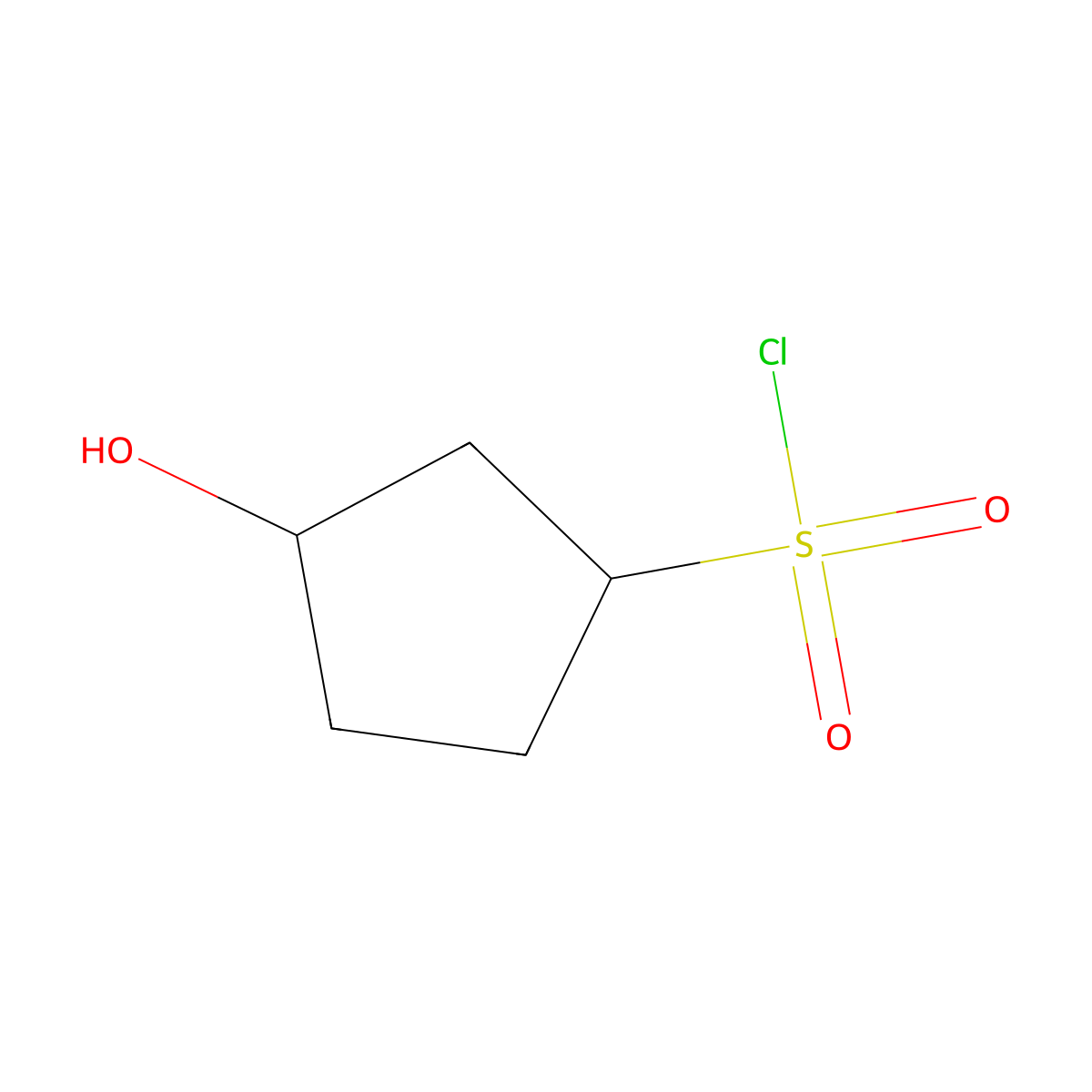 rac-(1R,3S)-3-hydroxycyclopentane-1-sulfonyl chloride molecular structure, CAS 2764010-92-4