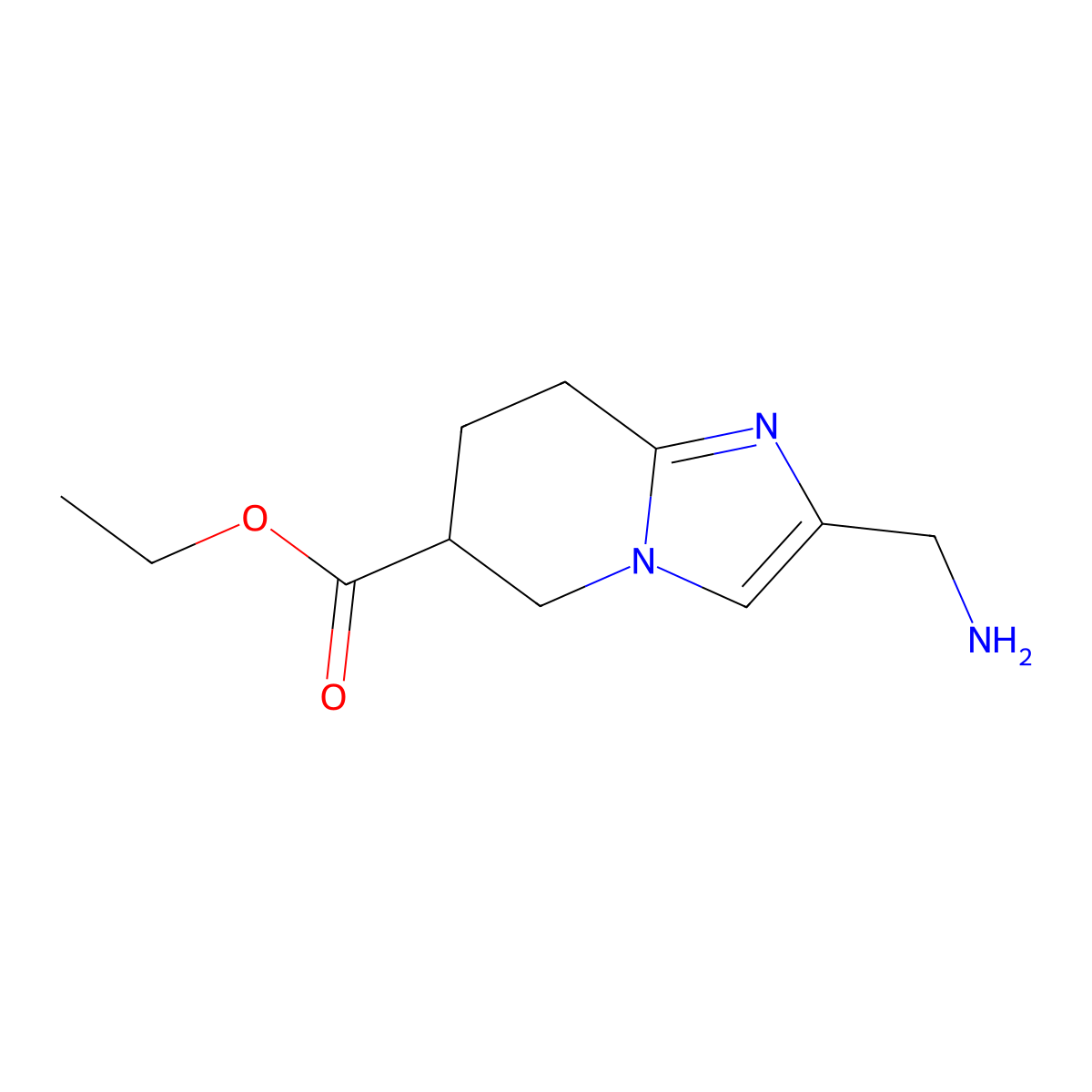 ethyl 2-(aminomethyl)-5H,6H,7H,8H-imidazo[1,2-a]pyridine-6-carboxylate molecular structure, CAS 2764010-95-7