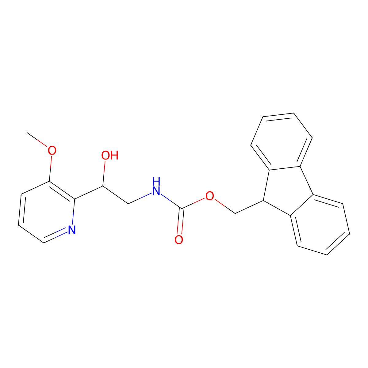 (9H-fluoren-9-yl)methyl N-[2-hydroxy-2-(3-methoxypyridin-2-yl)ethyl]carbamate molecular structure, CAS 2764010-97-9