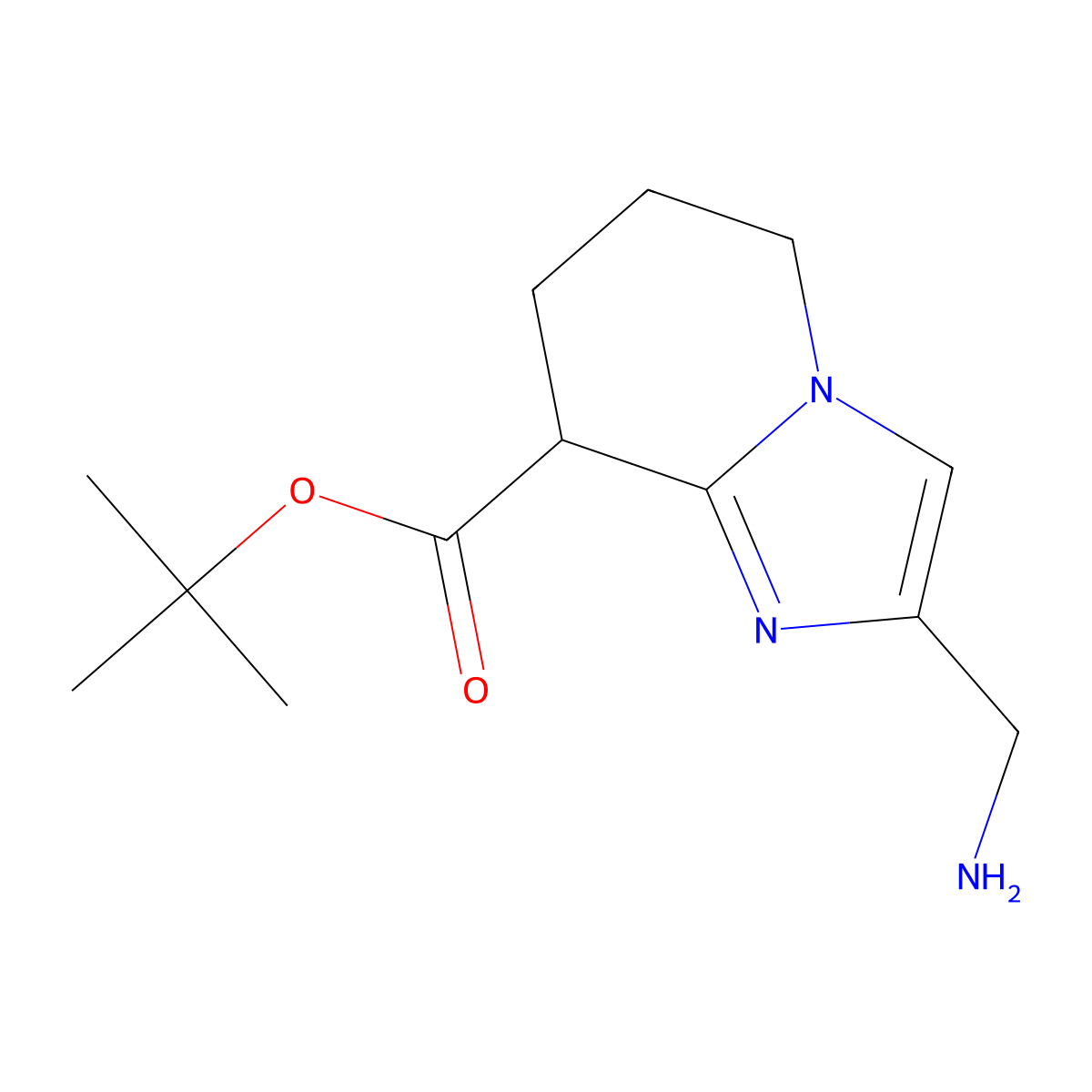tert-butyl 2-(aminomethyl)-5H,6H,7H,8H-imidazo[1,2-a]pyridine-8-carboxylate molecular structure, CAS 2764010-99-1