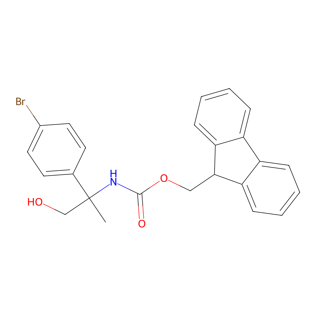(9H-fluoren-9-yl)methyl N-[2-(4-bromophenyl)-1-hydroxypropan-2-yl]carbamate molecular structure, CAS 2764011-05-2
