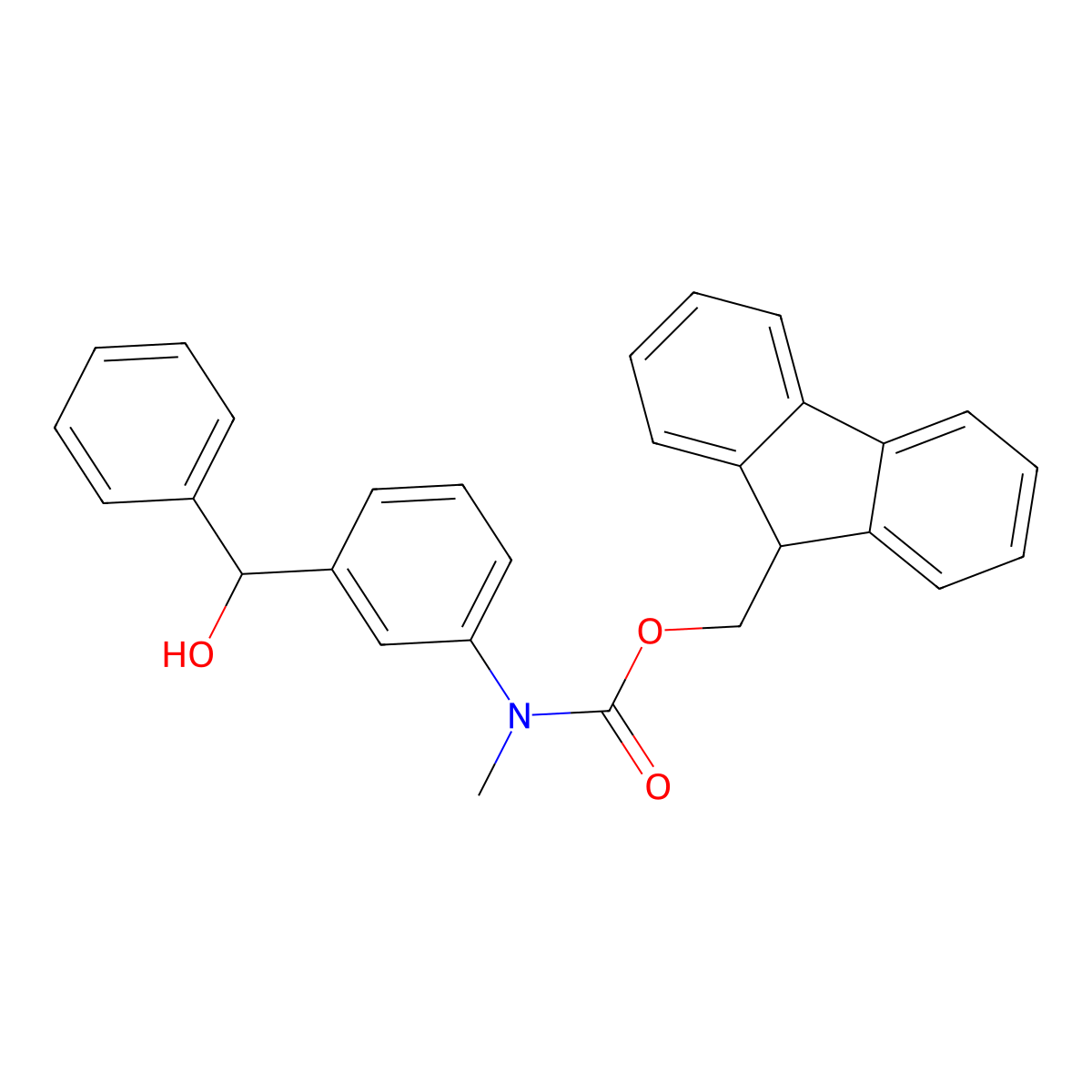(9H-fluoren-9-yl)methyl N-{3-[hydroxy(phenyl)methyl]phenyl}-N-methylcarbamate molecular structure, CAS 2764011-08-5