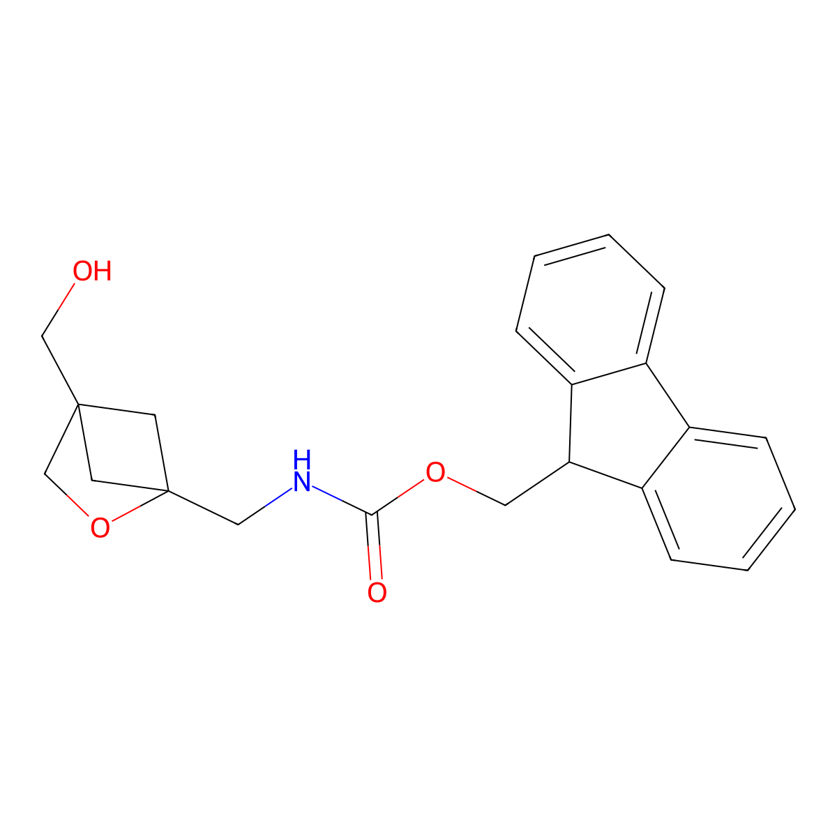 (9H-fluoren-9-yl)methyl N-{[4-(hydroxymethyl)-2-oxabicyclo[2.1.1]hexan-1-yl]methyl}carbamate molecular structure, CAS 2764011-12-1