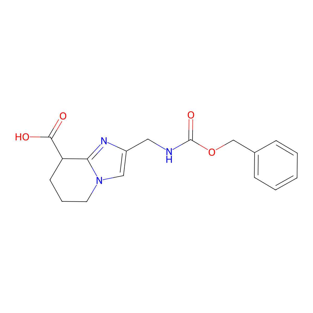 2-({[(benzyloxy)carbonyl]amino}methyl)-5H,6H,7H,8H-imidazo[1,2-a]pyridine-8-carboxylic acid molecular structure, CAS 2764011-13-2