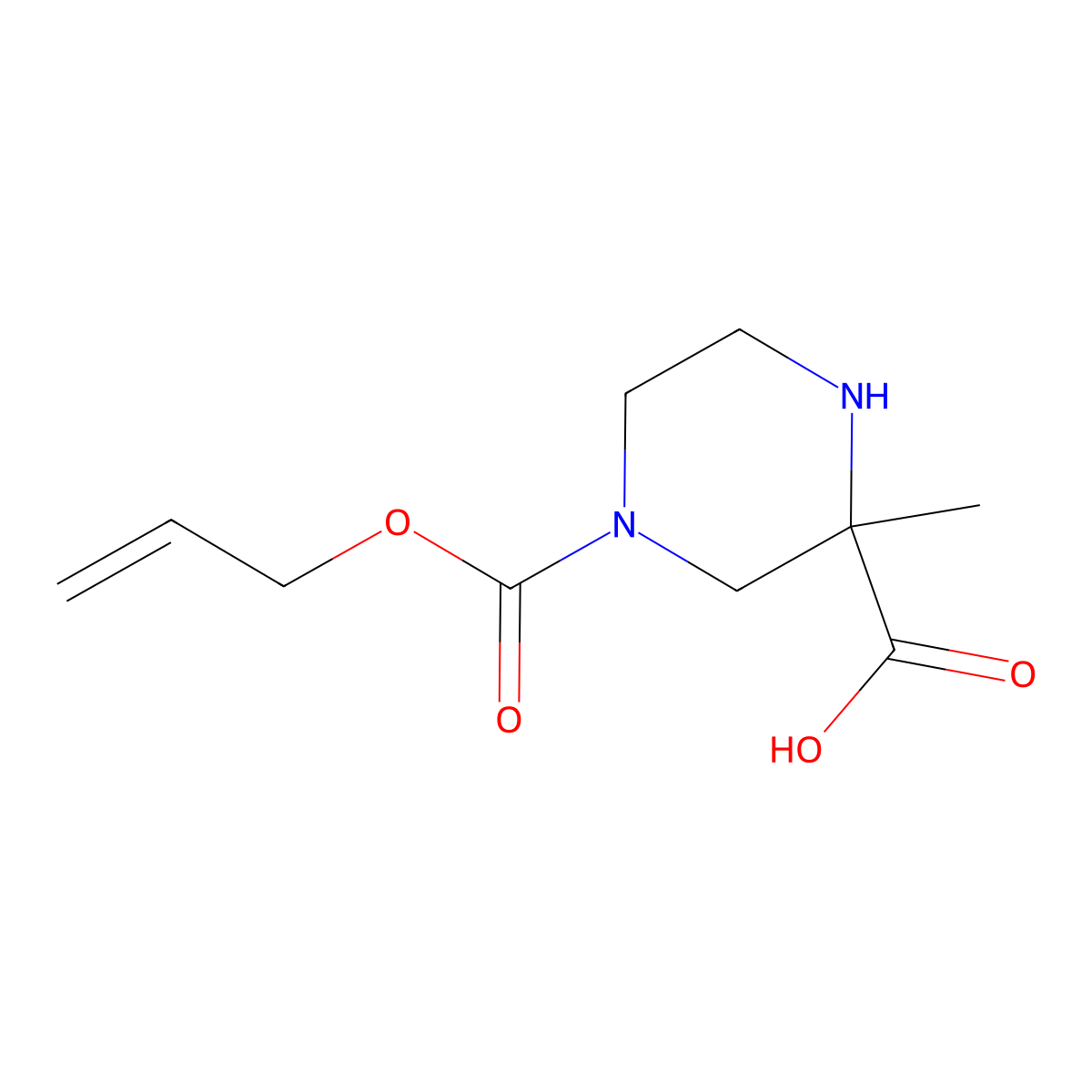 2-Methyl-4-[(prop-2-en-1-yloxy)carbonyl]piperazine-2-carboxylic acid molecular structure, CAS 2764011-15-4