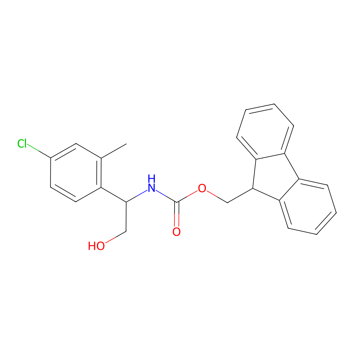 (9H-fluoren-9-yl)methyl N-[1-(4-chloro-2-methylphenyl)-2-hydroxyethyl]carbamate molecular structure, CAS 2764011-23-4