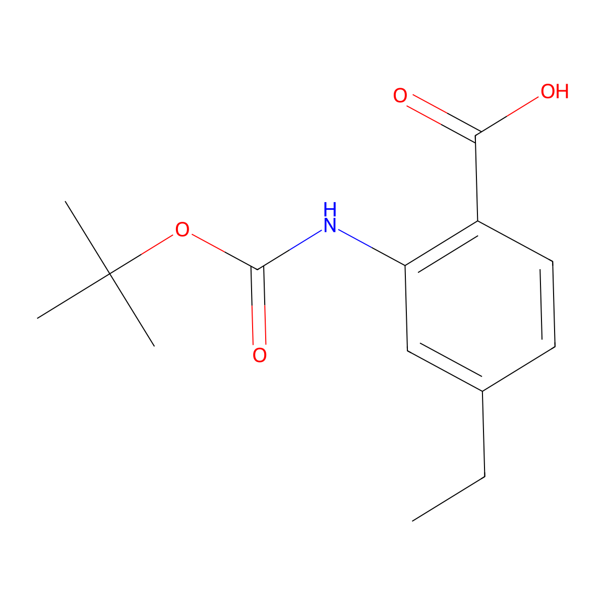 2-{[(Tert-butoxy)carbonyl]amino}-4-ethylbenzoic acid molecular structure, CAS 2764011-24-5