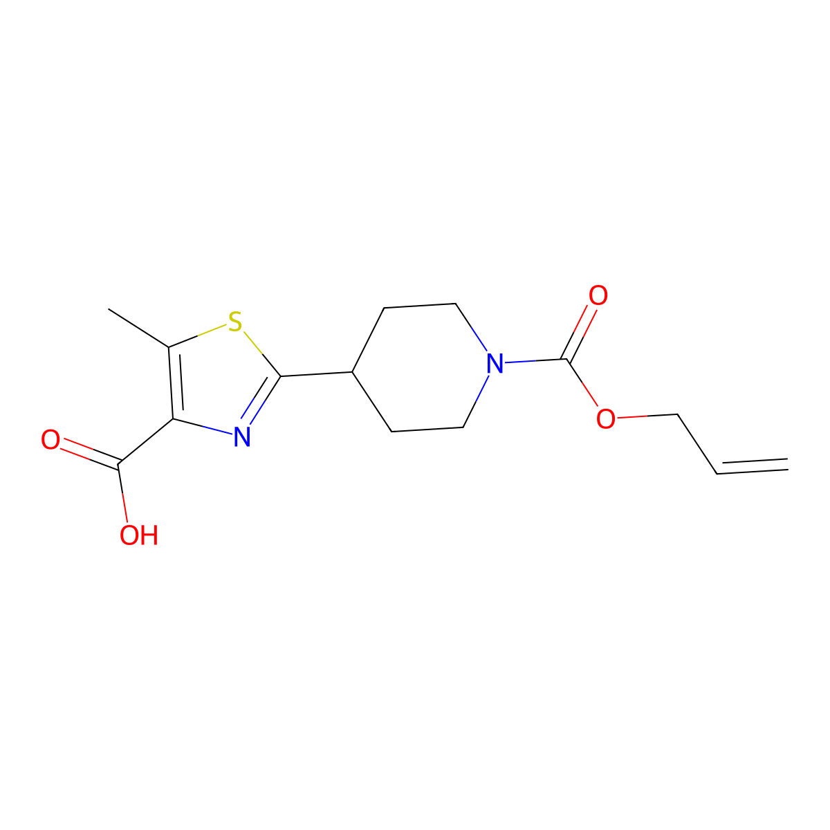 5-Methyl-2-{1-[(prop-2-en-1-yloxy)carbonyl]piperidin-4-yl}-1,3-thiazole-4-carboxylic acid molecular structure, CAS 2764011-31-4