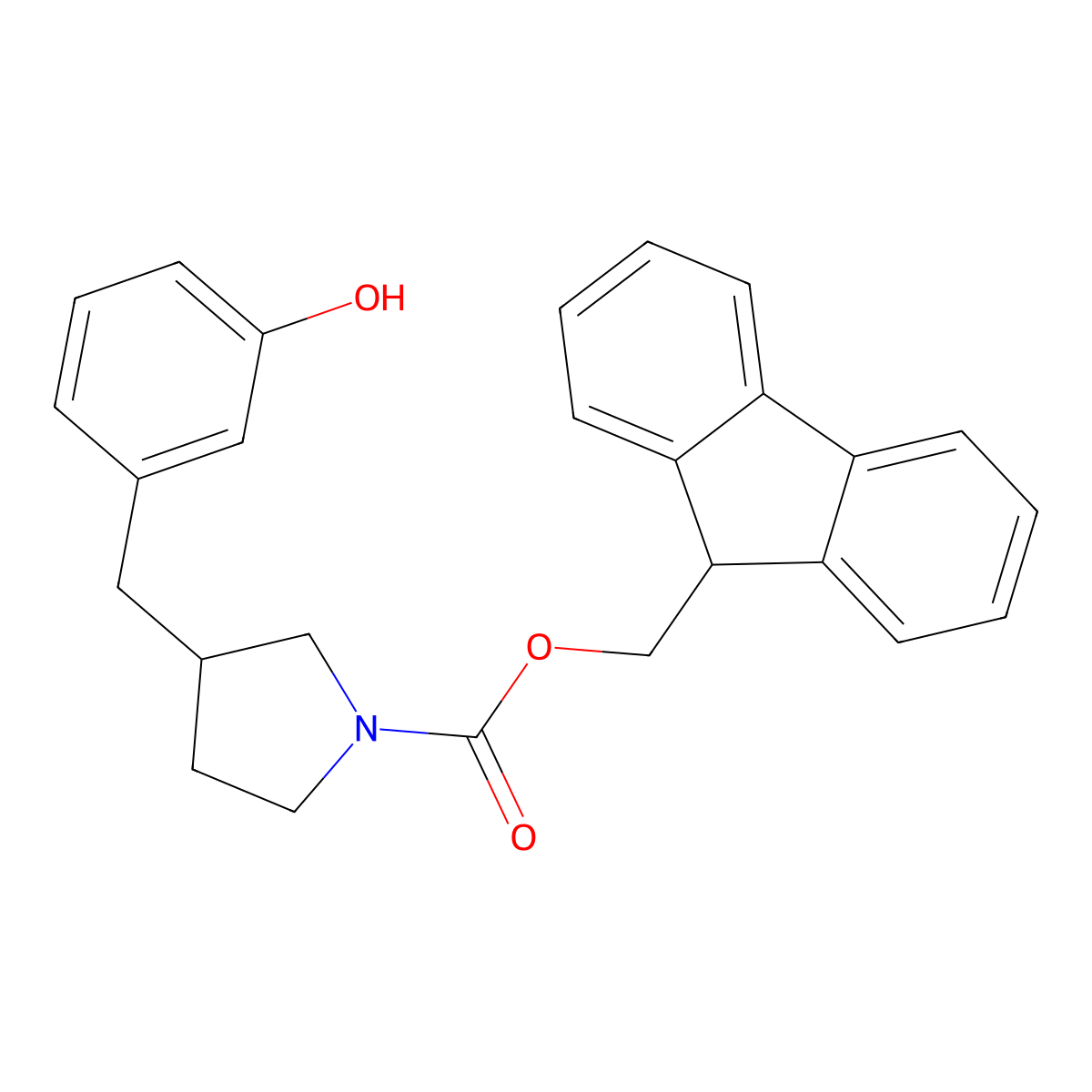 (9H-fluoren-9-yl)methyl 3-[(3-hydroxyphenyl)methyl]pyrrolidine-1-carboxylate molecular structure, CAS 2764011-33-6
