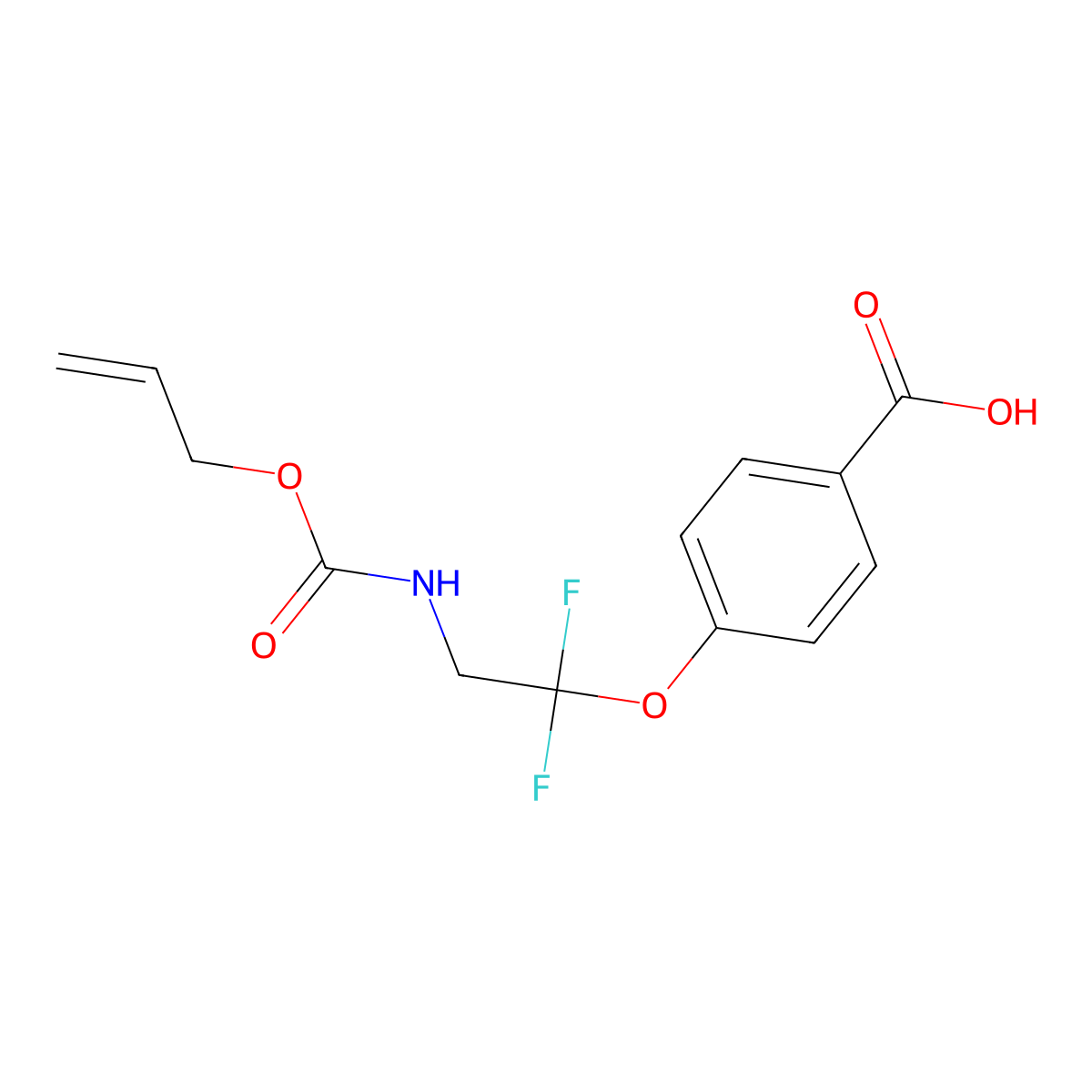 4-(1,1-Difluoro-2-{[(prop-2-en-1-yloxy)carbonyl]amino}ethoxy)benzoic acid molecular structure, CAS 2764011-35-8