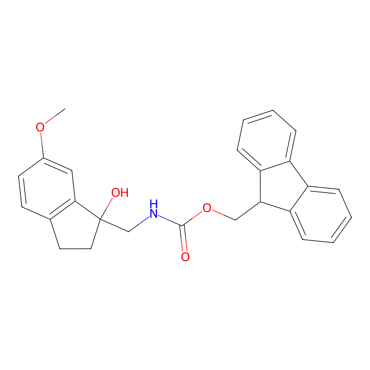 (9H-fluoren-9-yl)methyl N-[(1-hydroxy-6-methoxy-2,3-dihydro-1H-inden-1-yl)methyl]carbamate molecular structure, CAS 2764011-50-7