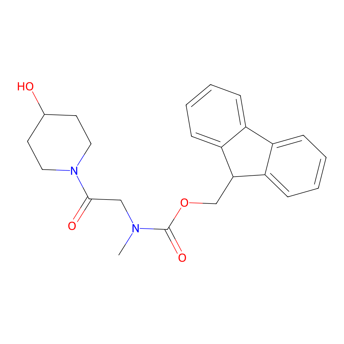 (9H-fluoren-9-yl)methyl N-[2-(4-hydroxypiperidin-1-yl)-2-oxoethyl]-N-methylcarbamate molecular structure, CAS 2764011-55-2