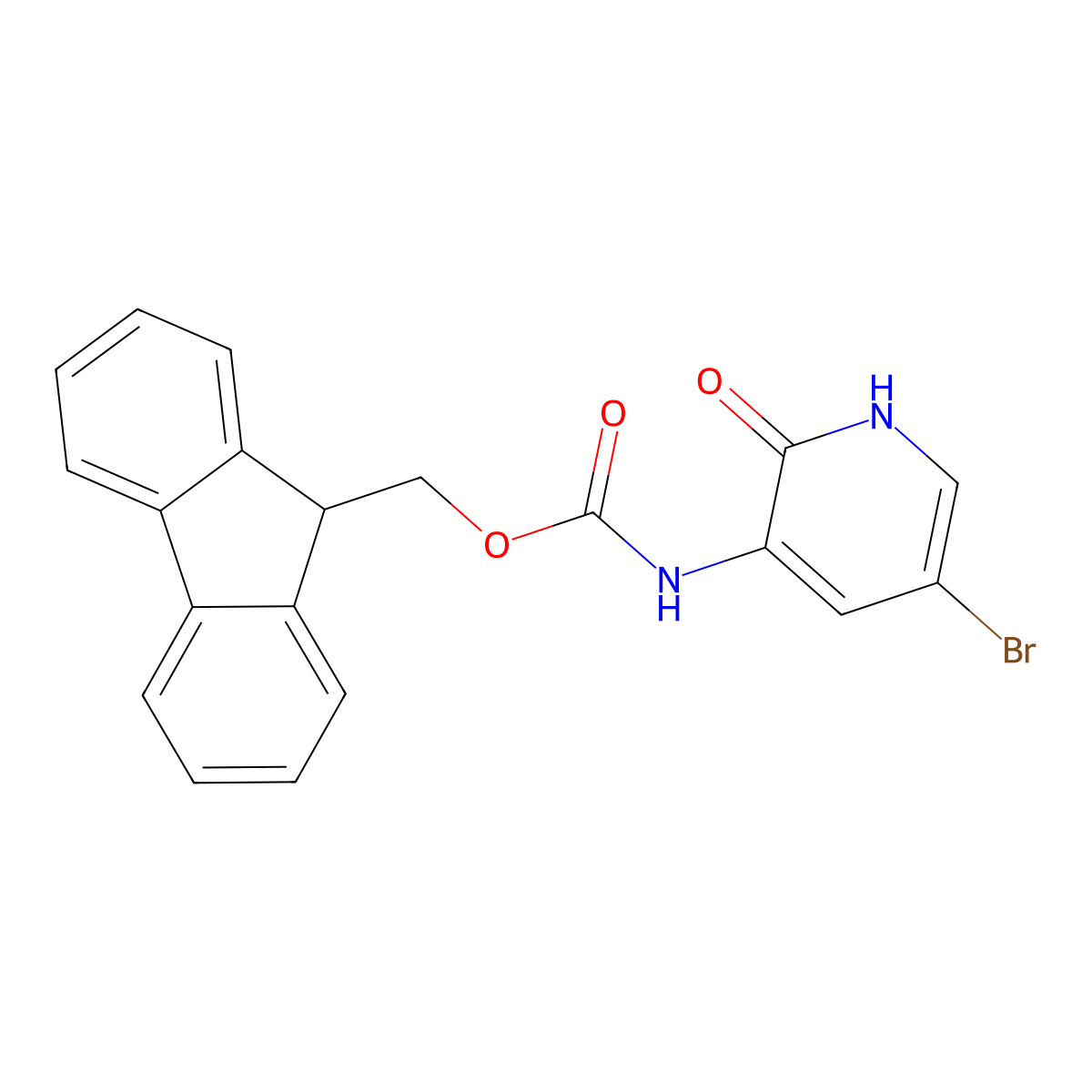 (9H-fluoren-9-yl)methyl N-(5-bromo-2-hydroxypyridin-3-yl)carbamate molecular structure, CAS 2764011-57-4