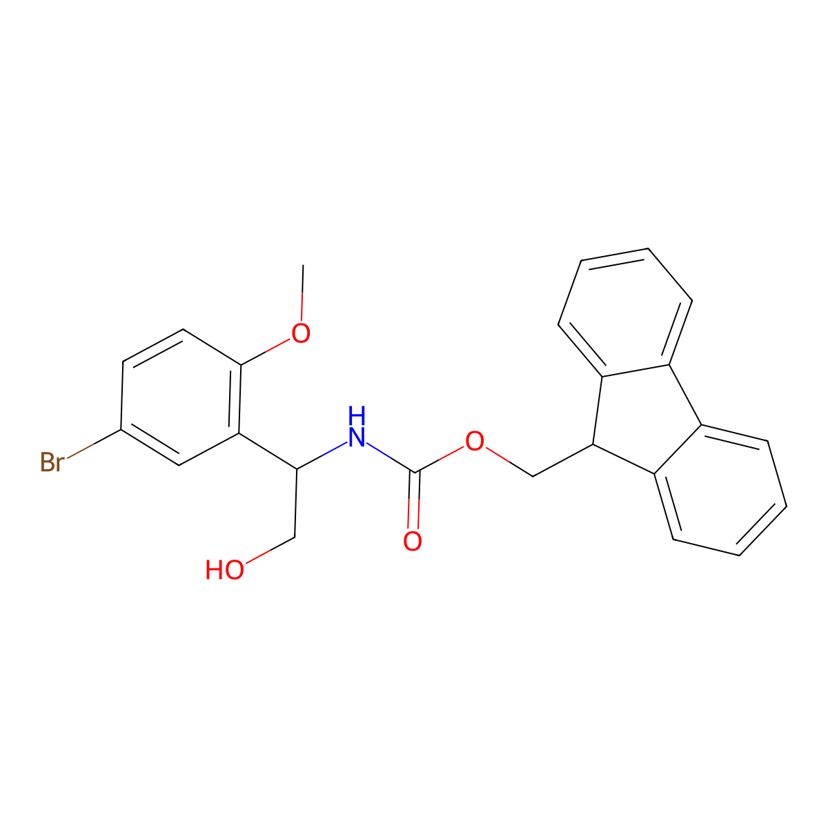 (9H-fluoren-9-yl)methyl N-[1-(5-bromo-2-methoxyphenyl)-2-hydroxyethyl]carbamate molecular structure, CAS 2764011-58-5