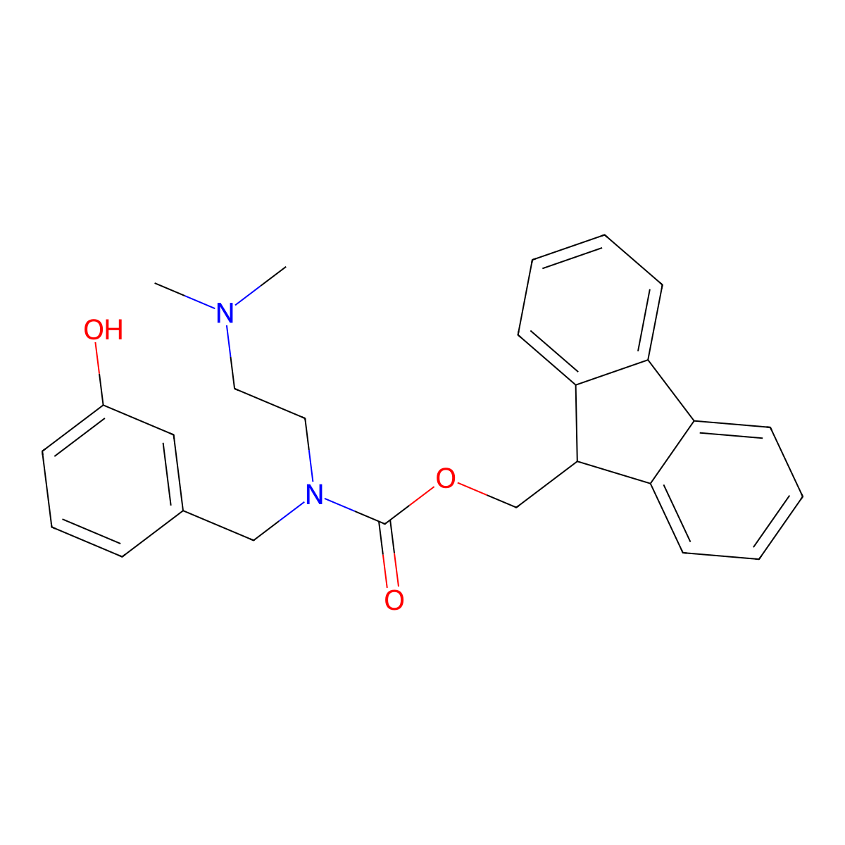 (9H-fluoren-9-yl)methyl N-[2-(dimethylamino)ethyl]-N-[(3-hydroxyphenyl)methyl]carbamate molecular structure, CAS 2764011-59-6