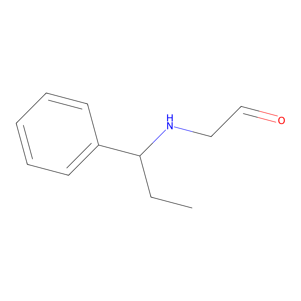 2-[(1-Phenylpropyl)amino]acetaldehyde molecular structure, CAS 2764011-74-5