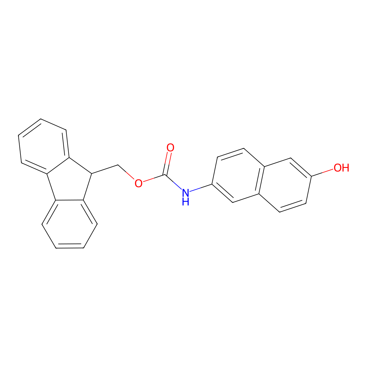 (9H-fluoren-9-yl)methyl N-(6-hydroxynaphthalen-2-yl)carbamate molecular structure, CAS 2764011-75-6