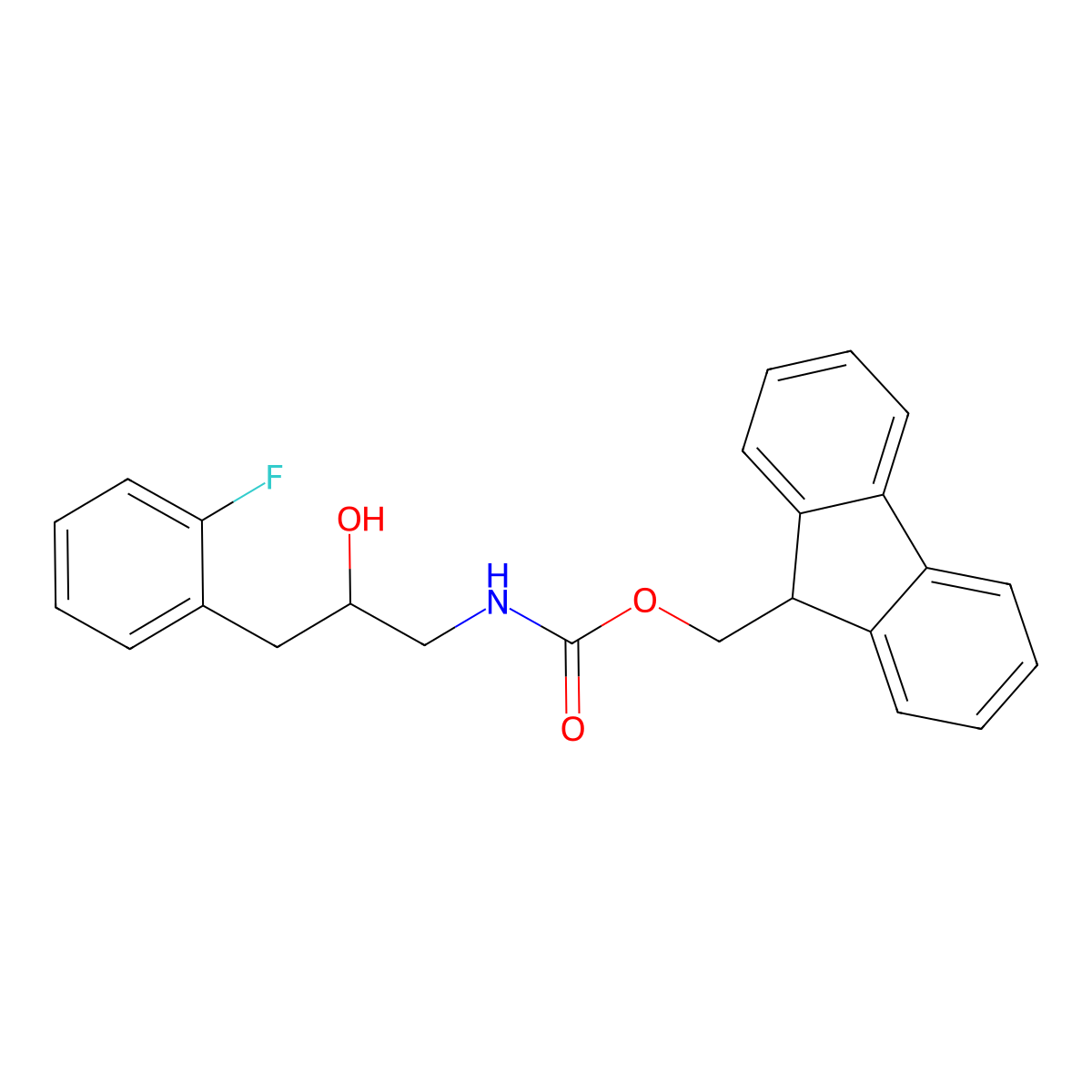 (9H-fluoren-9-yl)methyl N-[3-(2-fluorophenyl)-2-hydroxypropyl]carbamate molecular structure, CAS 2764011-77-8