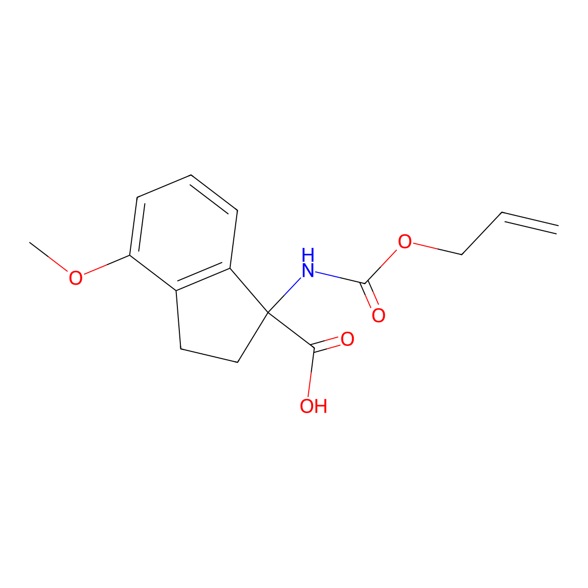 4-methoxy-1-{[(prop-2-en-1-yloxy)carbonyl]amino}-2,3-dihydro-1H-indene-1-carboxylic acid molecular structure, CAS 2764011-80-3