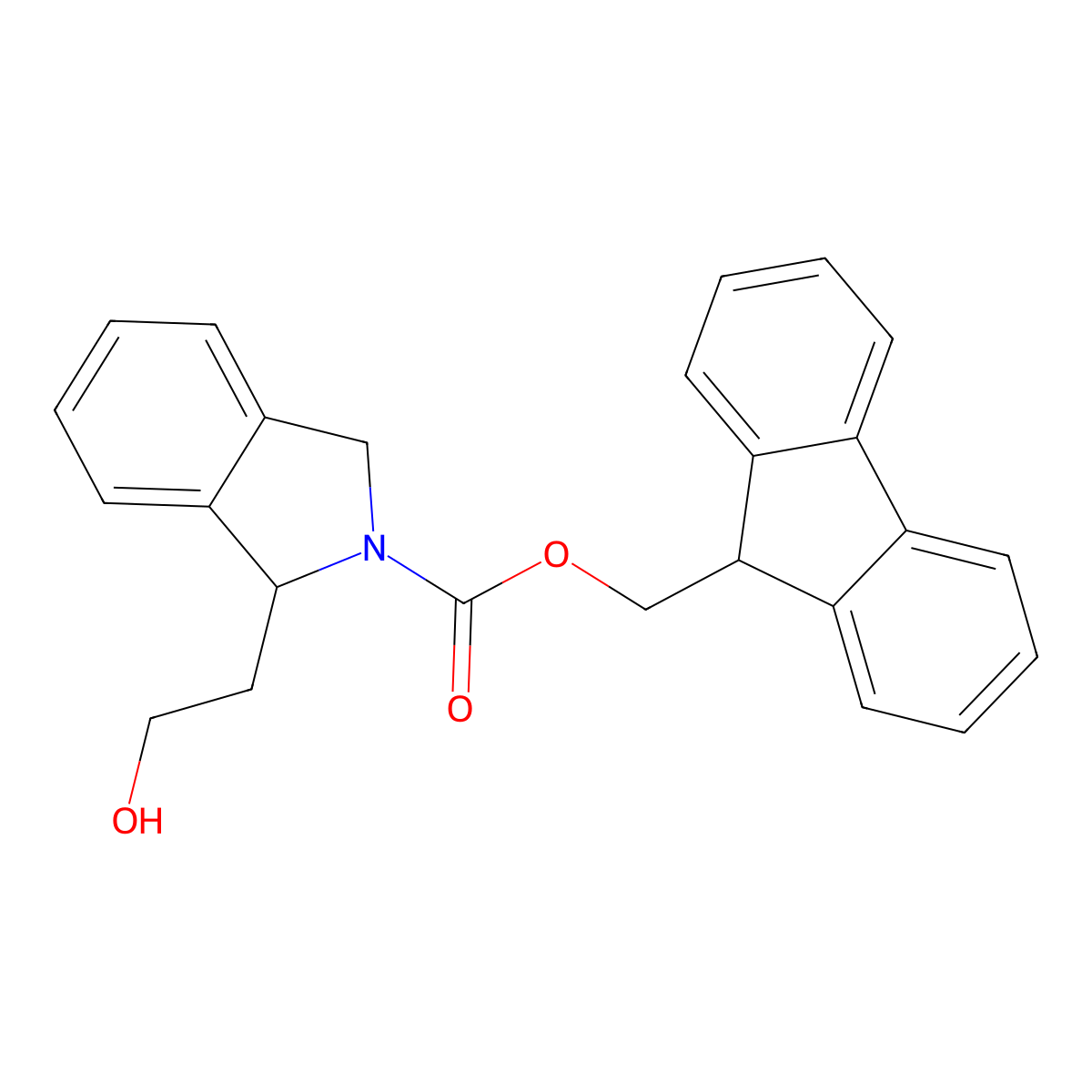 (9H-fluoren-9-yl)methyl 1-(2-hydroxyethyl)-2,3-dihydro-1H-isoindole-2-carboxylate molecular structure, CAS 2764011-86-9
