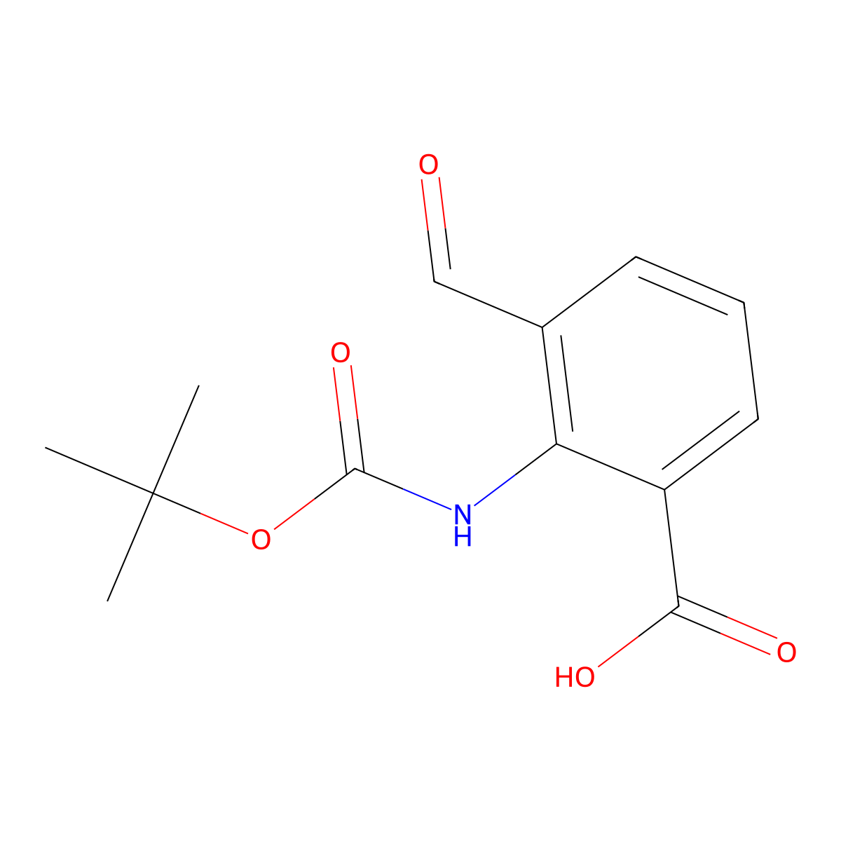 2-{[(Tert-butoxy)carbonyl]amino}-3-formylbenzoic acid molecular structure, CAS 2764011-92-7