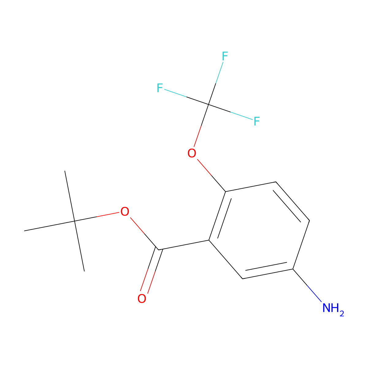 Tert-butyl 5-amino-2-(trifluoromethoxy)benzoate molecular structure, CAS 2764011-94-9