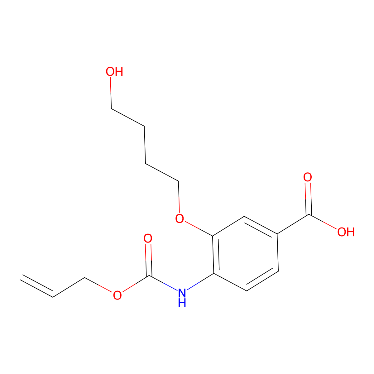 3-(4-Hydroxybutoxy)-4-{[(prop-2-en-1-yloxy)carbonyl]amino}benzoic acid molecular structure, CAS 2764012-07-7