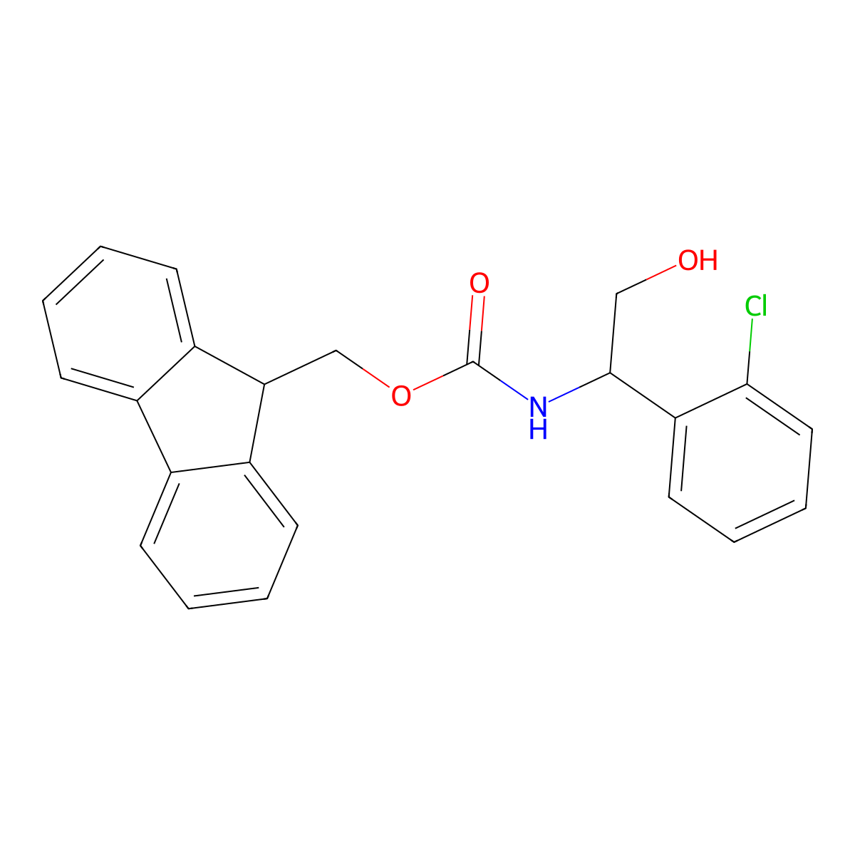 (9H-fluoren-9-yl)methyl N-[1-(2-chlorophenyl)-2-hydroxyethyl]carbamate molecular structure, CAS 2764012-09-9