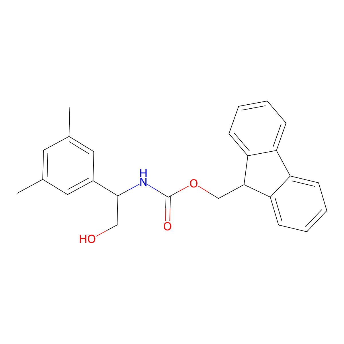 (9H-fluoren-9-yl)methyl N-[1-(3,5-dimethylphenyl)-2-hydroxyethyl]carbamate molecular structure, CAS 2764012-12-4