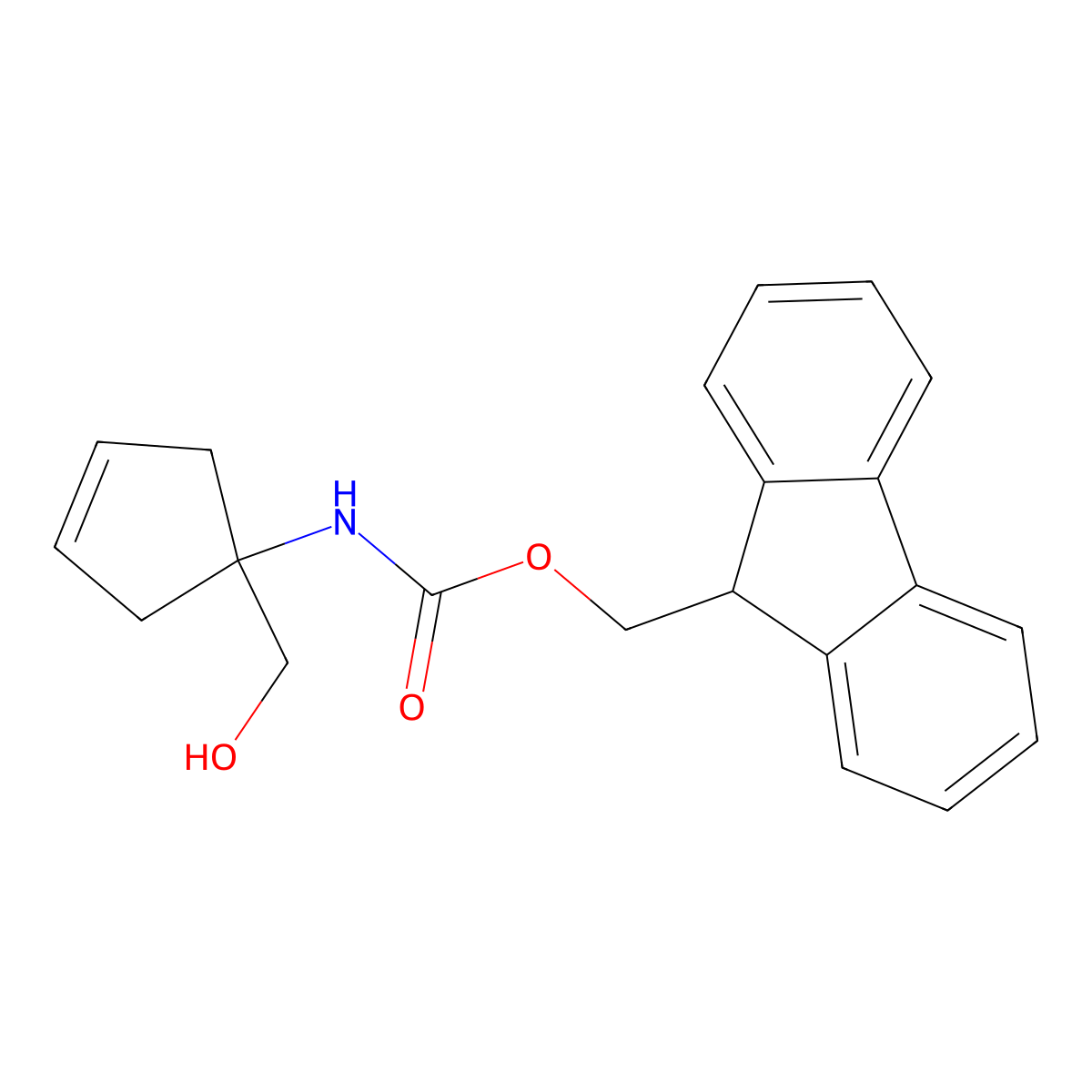 (9H-fluoren-9-yl)methyl N-[1-(hydroxymethyl)cyclopent-3-en-1-yl]carbamate molecular structure, CAS 2764012-15-7