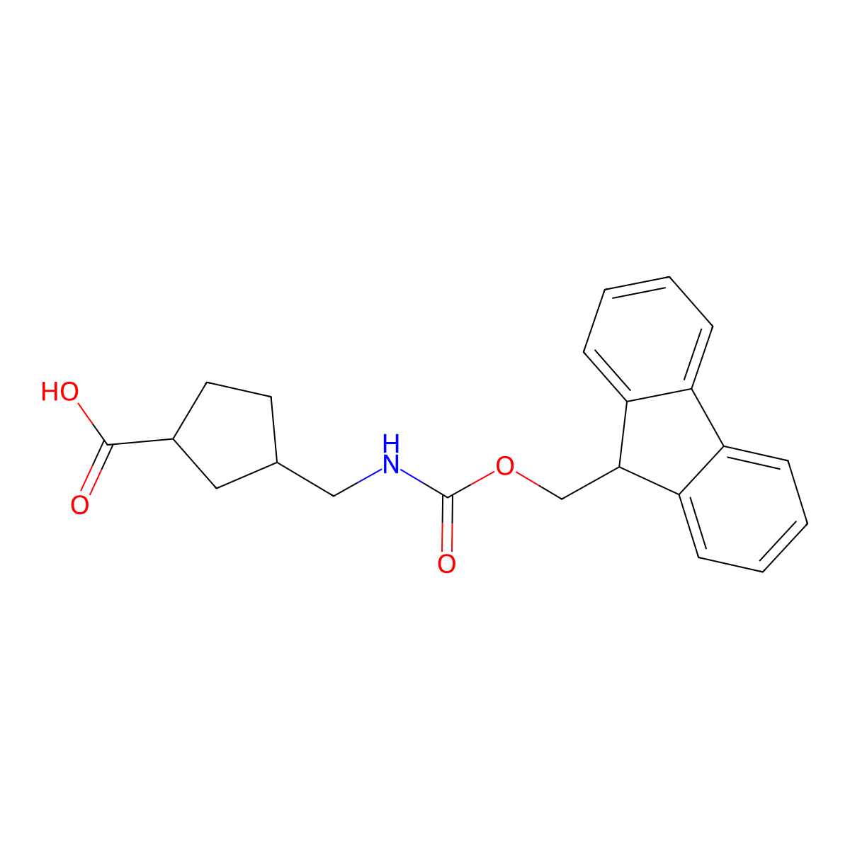 rac-(1R,3S)-3-[({[(9H-fluoren-9-yl)methoxy]carbonyl}amino)methyl]cyclopentane-1-carboxylic acid molecular structure, CAS 2764012-16-8