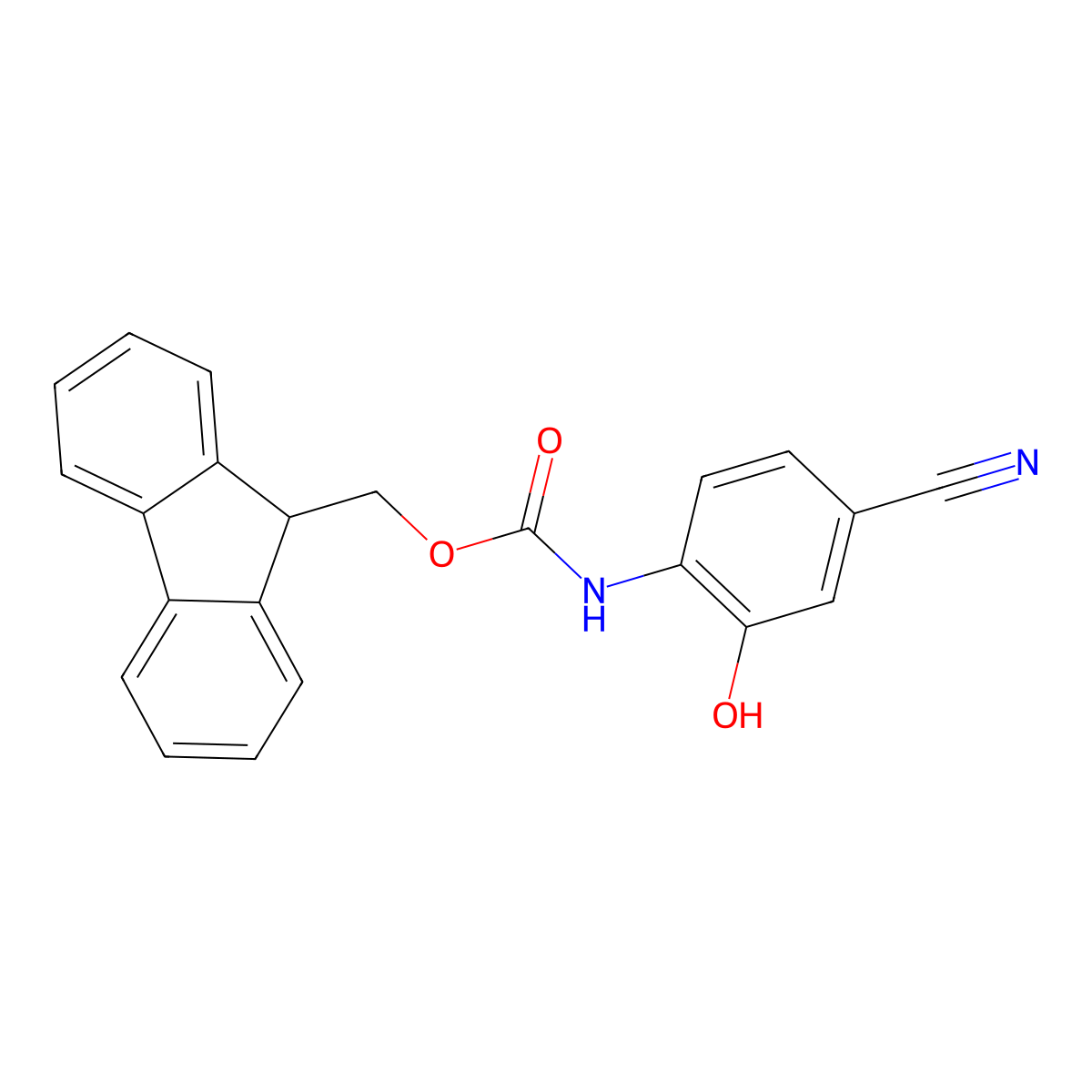 (9H-fluoren-9-yl)methyl N-(4-cyano-2-hydroxyphenyl)carbamate molecular structure, CAS 2764012-17-9
