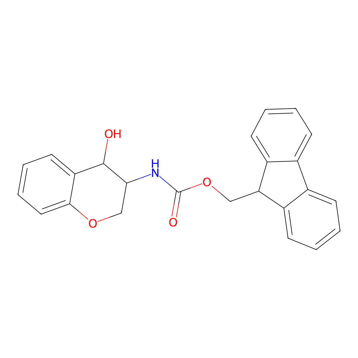 rac-(9H-fluoren-9-yl)methyl N-[(3R,4R)-4-hydroxy-3,4-dihydro-2H-1-benzopyran-3-yl]carbamate molecular structure, CAS 2764012-18-0