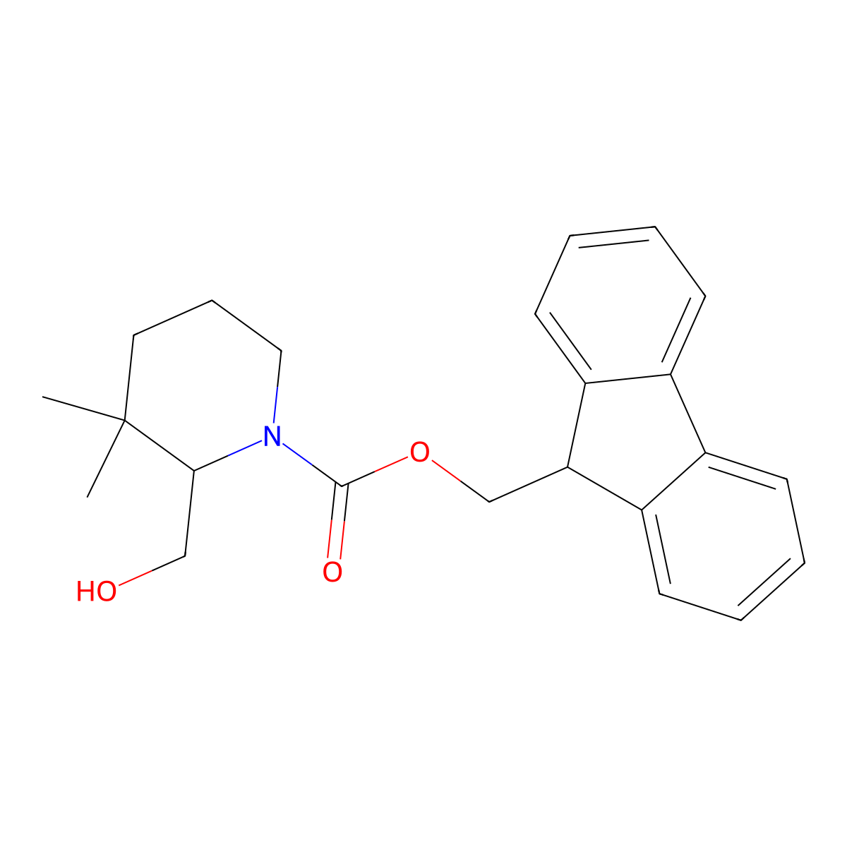 (9H-fluoren-9-yl)methyl 2-(hydroxymethyl)-3,3-dimethylpiperidine-1-carboxylate molecular structure, CAS 2764012-20-4